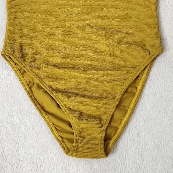New! Montce Kim One Piece Swimsuit Mari Scrunch Mustard yellow Swimsuit. - Picture 4 of 7